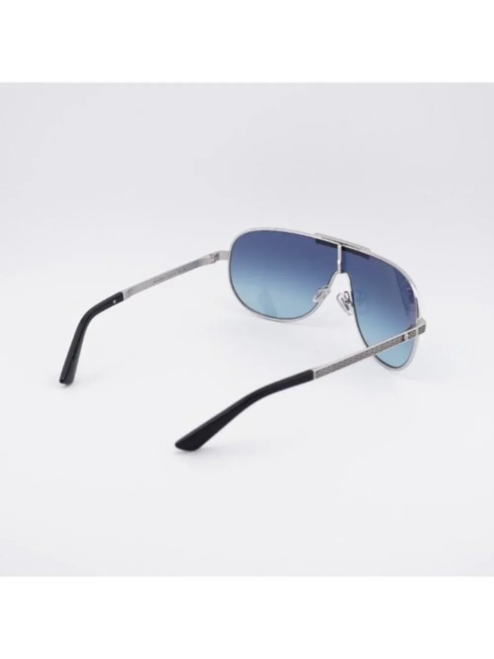 Versace VE2293 100019 Shield Sunglasses - Silver Shield Frame, Blue Lenses